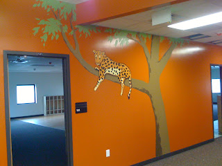 Leopard in Tree Mural in Elementary School.