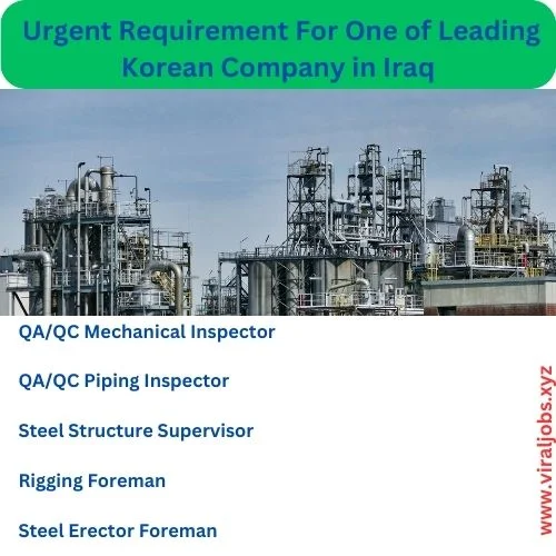 Urgent Requirement For One of Leading Korean Company in Iraq