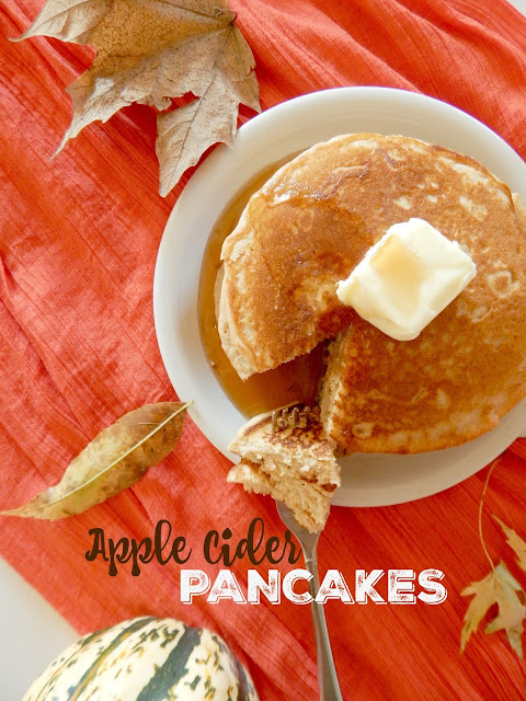 Apple Cider Pancakes...the ultimate Autumn breakfast!  Apple cider, nutmeg and cinnamon take a traditional buttermilk pancake mix up a notch to a new level.  Kid's love these pancakes! (sweetandsavoryfood.com)