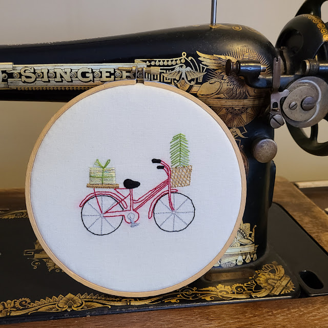 Embroidered Christmas bicycle | DevotedQuilter.com