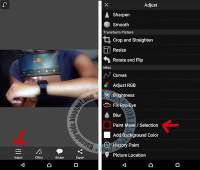 trik edit foto hologram muncul dari Jam tangan dengan Picsay android