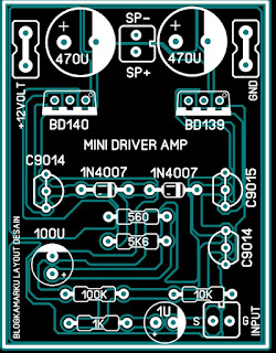 PCB Layot Mini Driver Amplifire Single Suply 12 Volt