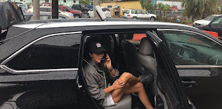 Picture of Drew Beachley Hubbard's Stephanie Ruhle sitting inside the car