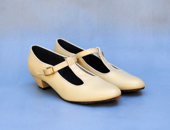 vintage cream t strap mary janes prom shoes