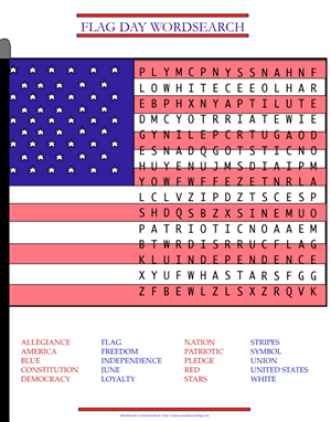 the classroom flyers chiliwalla flag day word search