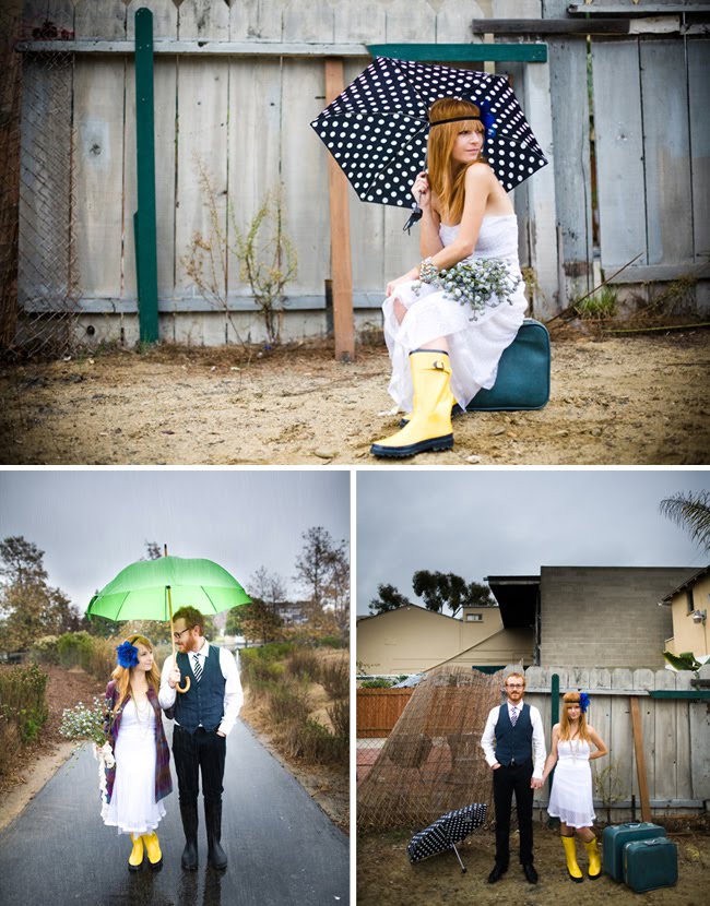 wedding dress with rain boots