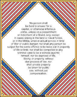 5th Amendment to print and color- available in jpg and transparent png version. #Constitution #Patriotism #Homeschooling
