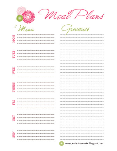 printable menu planner. the meal planner I usually