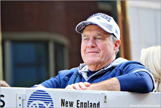 Bill Belichick en el Desfile de los Patriots por la Celebración de la Super Bowl LIII