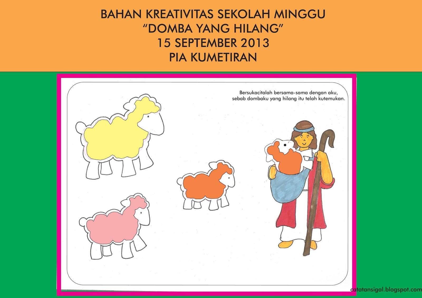 Catatan SiGal: Bahan Kreativitas Sekolah Minggu "Domba ...