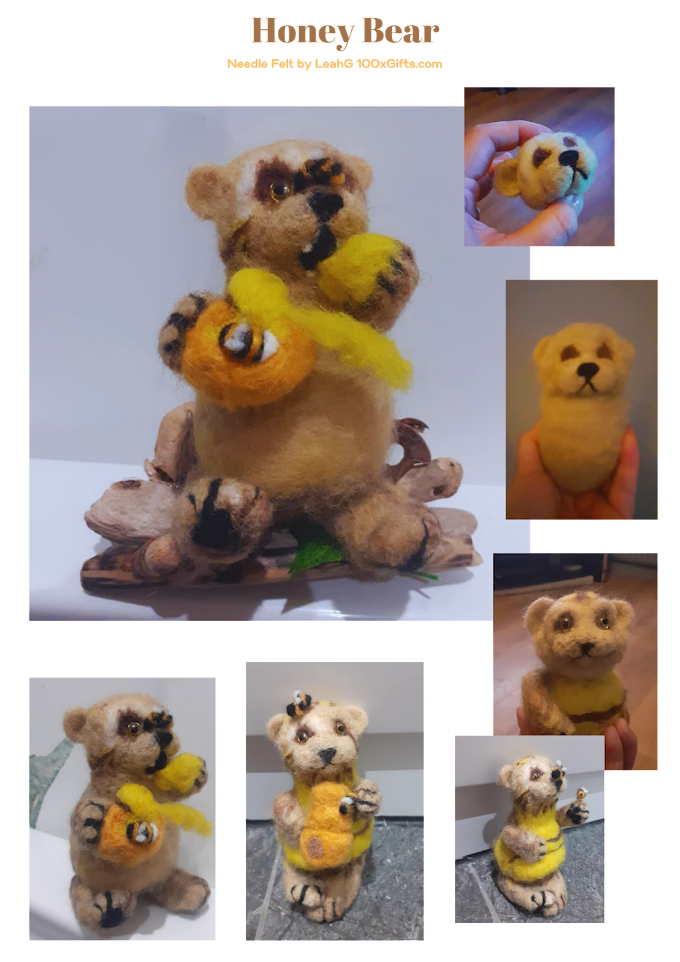 Honey Bear and Bees Needle Felt 