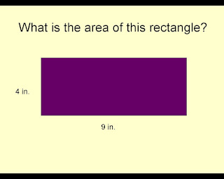 Find the area of a rectangle 9 by 4 © Katrena