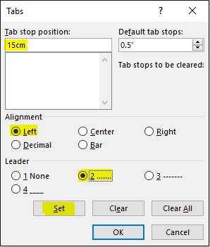 pengaturan tabs paragraph word