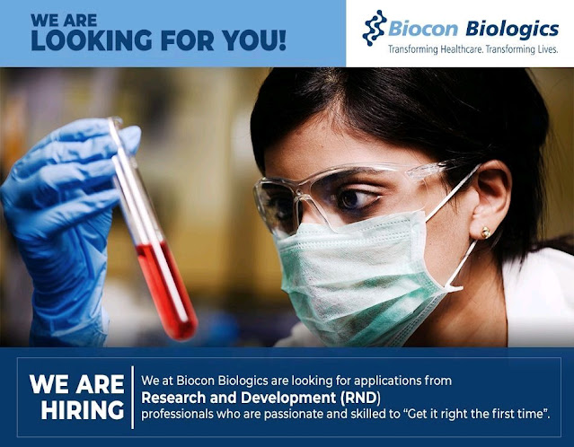 Job Availables, Biocon Biologics Job Opening For Research and Development (RND) Professionals