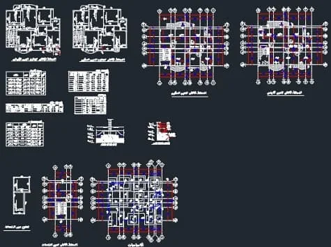 تحميل ملفات مشروع إنشاء عمارة سكنية كاملة ( مخططات إنشائي DWG + مخططات معماري DWG + التفاصيل الانشائية والمعمارية DWG + الحسابات الانشائية )