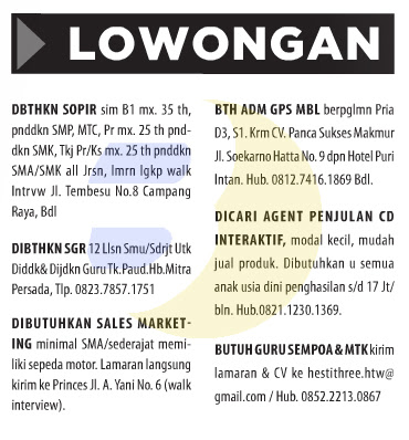 Lowongan Kerja Baris Lampung Post 13 Juni 2015