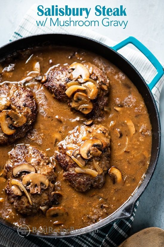 Salisbury Steak Recipe with Mushroom Gravy | @BestRecipeBox #salisburysteak #beef