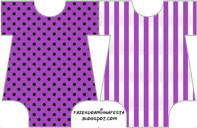 Black Polka Dots in Purple: Baby Bodysuit invitation.