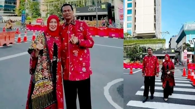 Wali Kota Genius Umar Bersama Istri  Ikuti Trend yang lagi viral, jajal Citayam Fashion Week di Kawasan SCBD Jakarta