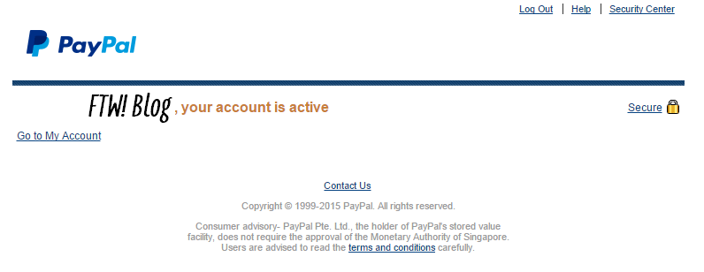 FTW! Blog, PayPal, How to set up paypal account, paypal