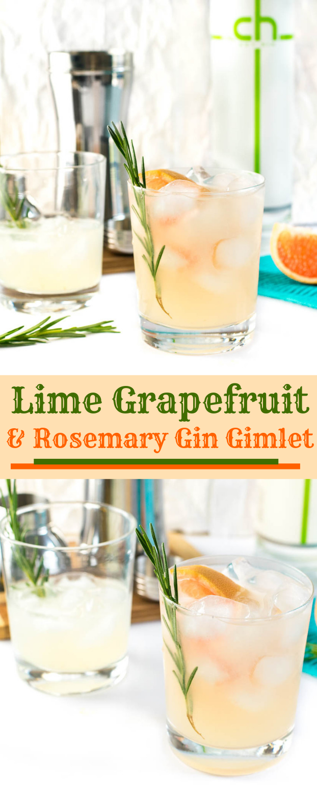 LIME GRAPEFRUIT AND ROSEMARY GIN GIMLET #drink #cocktail