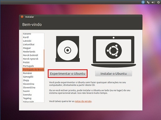 Experimentar ubuntu
