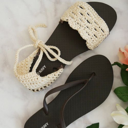 Crochet Sandals with flip flop soles - Free Pattern