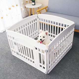 Pet Playpen Foldable Gate for Dogs Heavy Plastic Puppy Exercise Pen with Door Portable Indoor Outdoor Small Pets