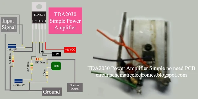 Power Amplifier using IC TDA2030 circuit diagram