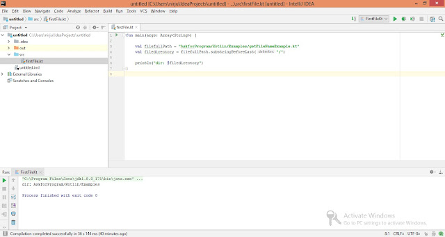 Kotlin program to find application directory path using substringBeforeLast() - Output