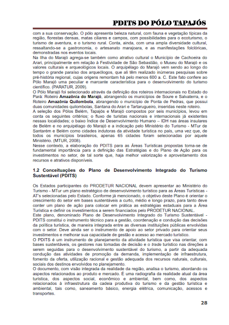 DIAGNÓSTICO DA ÁREA E DAS ATIVIDADES TURÍSTICAS DO PÓLO TAPAJÓS - NOVEMBRO 2010 - PARTE I – PARÁ – BRASIL