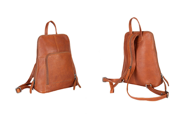 City Backpack Cognac - Womens Leather Backpack-Front&Back