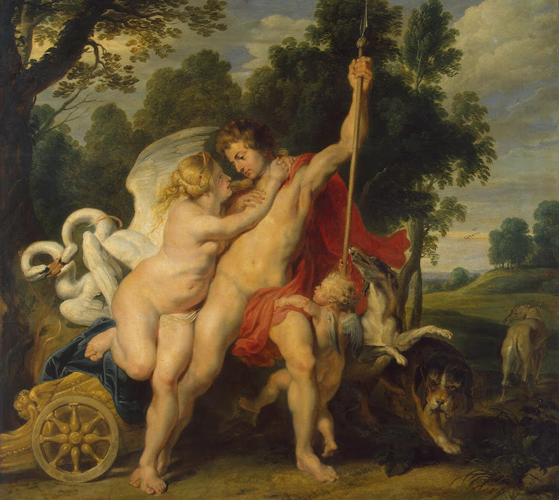 Venus and Adonis by Pieter Paul Rubens - Mythology, Religious Paintings from Hermitage Museum