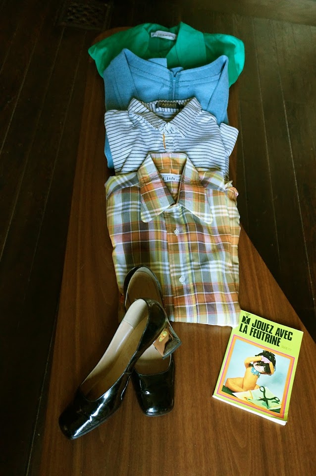 plaid shirt penny collar mirror heels pumps dress mod 1960 1970 1980 60s 70s 80s