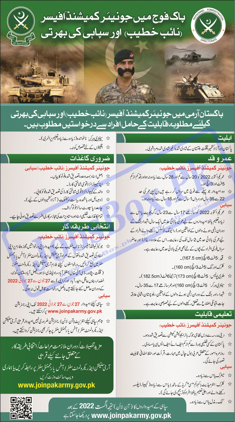 Pak Army Jobs 2022 Advertisement