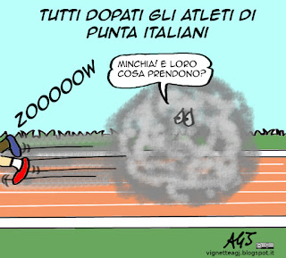 doping, atletica, satira vignetta