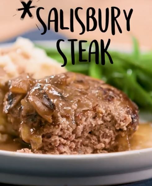 Salisbury Steak At less than 200 calories per serving, you can feel good about serving this comforting salisbury steak meal to your family. Ingredients 1/3 cup grated onion, divided 1/2 teaspoon black pepper 1/4 teaspoon salt 2