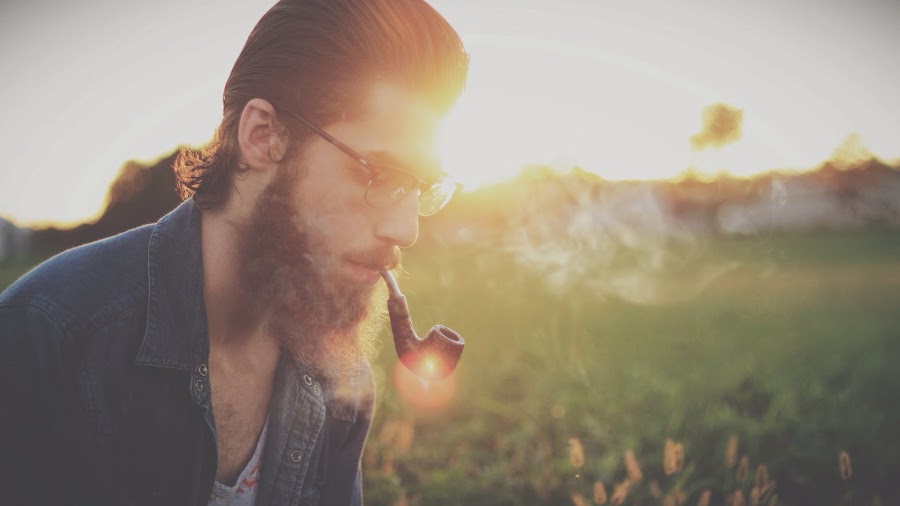 Beard hipster man outdoors