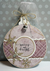 MDF bauble decorated in pink with snowflakes