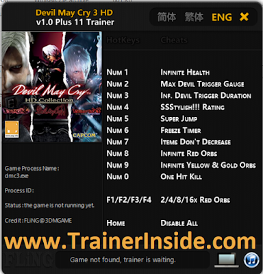 Devil May Cry HD Collection - Devil May Cry 3 HD v1.0 Trainer +11 - TrainerInside
