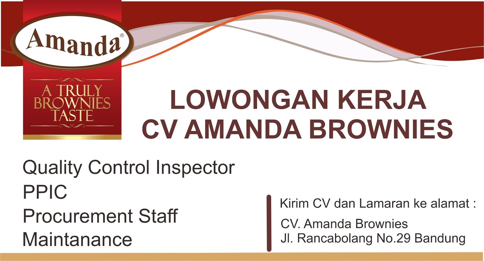 Lowongan Kerja CV Amanda Brownies Bandung Tahun 2018 ...