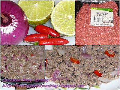 Bagis, Lemon Marinated Ground Beef Stirfry - Cooking Procedure