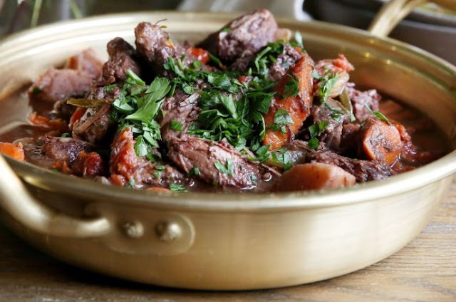Slow-Cooked Red Wine Beef Stew #dinner #beef