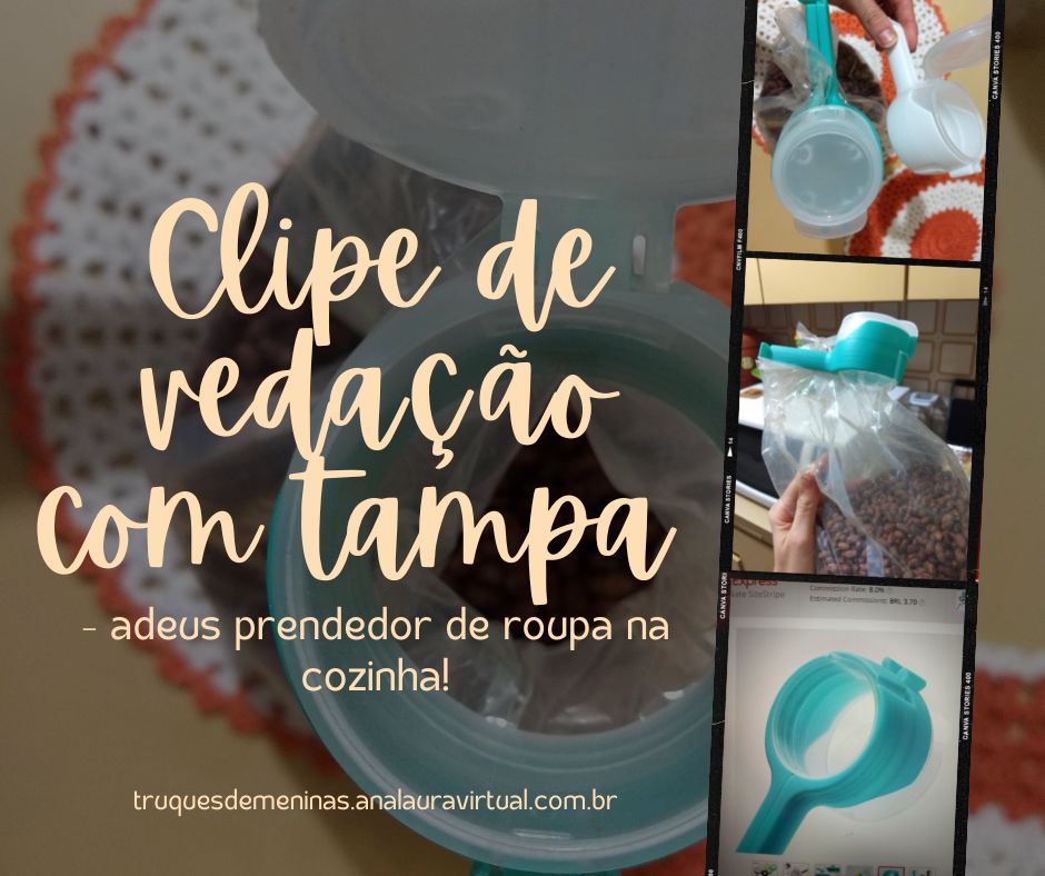 Clipe de vedação com tampa - adeus prendedor de roupa na cozinha!