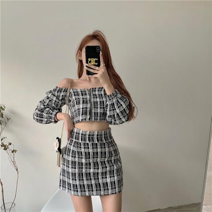 [SẴN] SET ĐỒ CHÂN VÁY+ ÁO TRỄ VAI ULZZANG