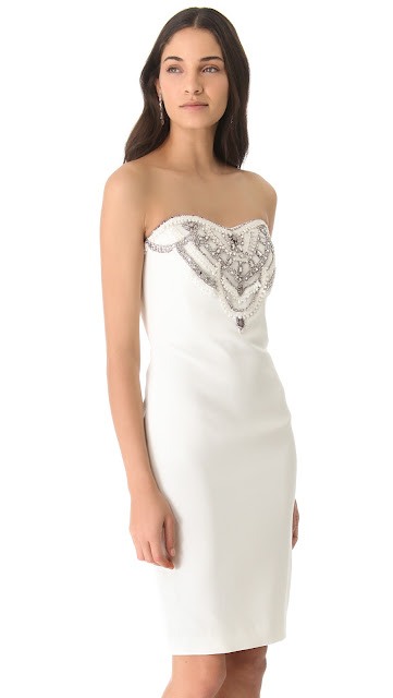 Marchesa Notte Embroidered Faille Ivory Dress