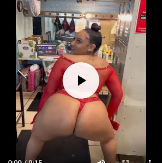 Wow! Slay Queen Massively Shakes Her Huge Backside As She Twerks In Red Swimsuit