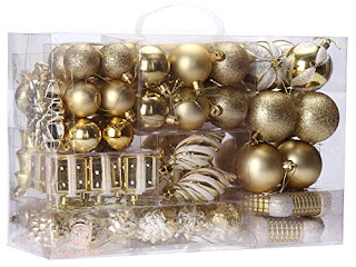 Ornaments Decorative Christmas Tree's Pendants with Reusable Gift Package, Gold