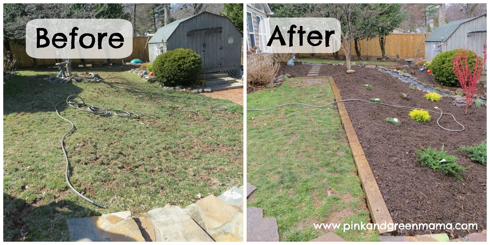 Before and After DIY Backyard Makeover on a Budget from Pink and Green 
