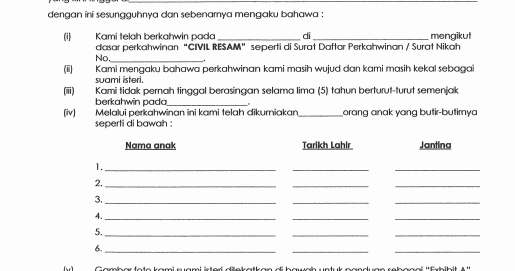 Surat Akuan Sumpah Perkahwinan Masih Wujud